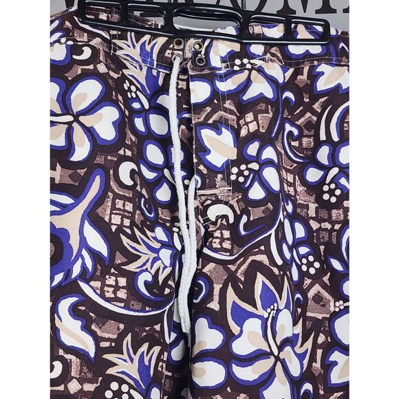 Express Hawaiian Brown & Purple Swim Trunks Board Shorts Men's Size 32 - Picture 2 of 7